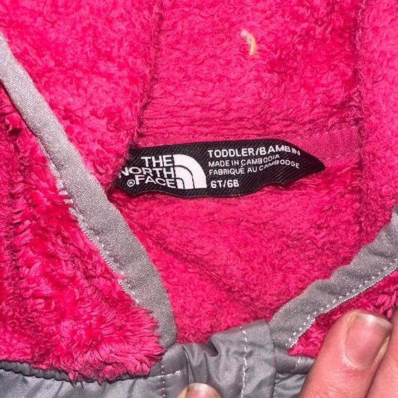 The North Face Kids Pink and Gray Fleece Hoodie - Picture 2 of 2